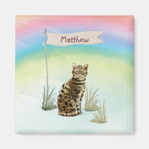 Custom Name Bengal Cat Pet Magnet