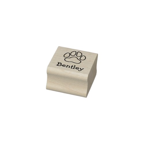 Custom Name Bentley Paw Print Rubber Stamp