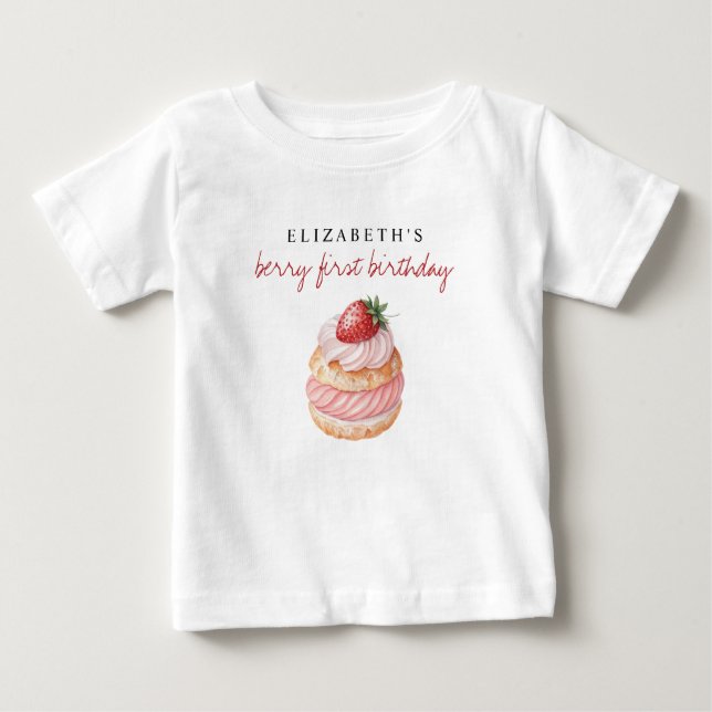 Custom Name Berry First Birthday Baby T-Shirt (Front)