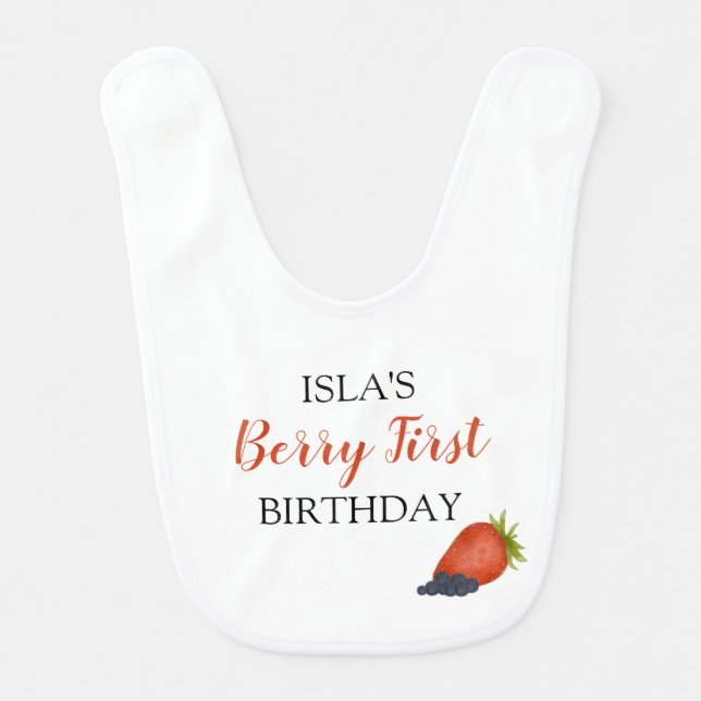 Custom Name Berry First Birthday Bib (Front)
