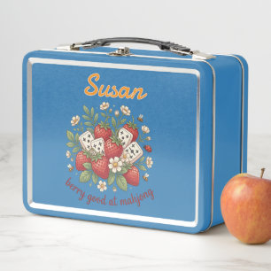 Custom Name Berry Good at Mahjong Retro Metal Lunch Box