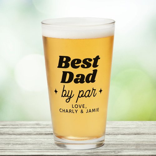 Custom Name Best Dad By Par Retro Cool Glass