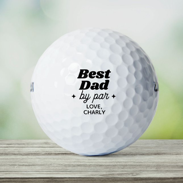 Custom Name Best Dad By Par Retro Cool Golf Balls (For your golf playing dad: a sweet surprise for the best dad by par on Father's Day!)