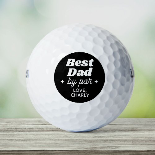 Custom Name Best Dad By Par Retro Cool Golf Balls