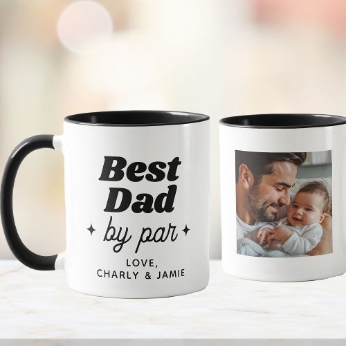 Custom Name Best Dad By Par Retro Cool Mug