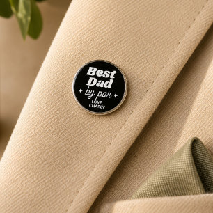 Custom Name Best Dad By Par Retro Cool Silver Finish Lapel Pin