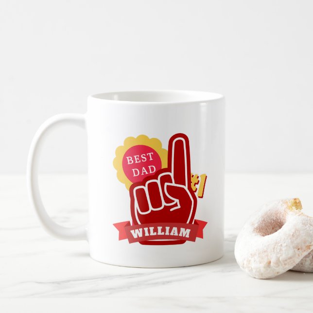 Custom Name Best Dad No 1 Father's Day Gift Coffee Mug (With Donut)