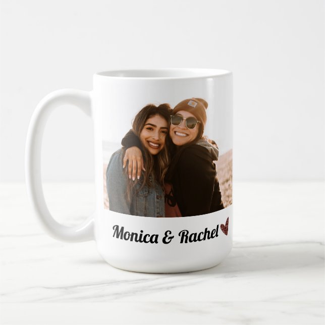 Custom Name BFF Best Friends Forever photo Coffee Mug (Left)