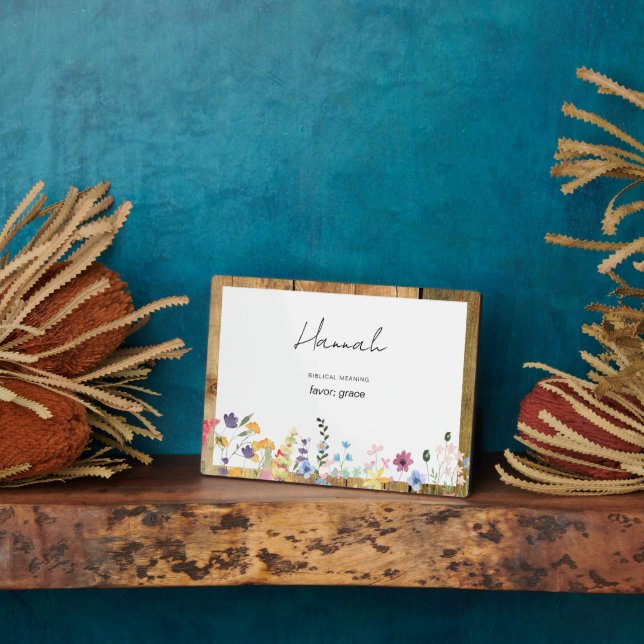 Custom Name Biblical Meaning Wildflowers Plaque (Side)