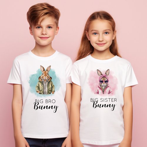 Custom Name Big Bro Bunny Matching Family Group T_Shirt
