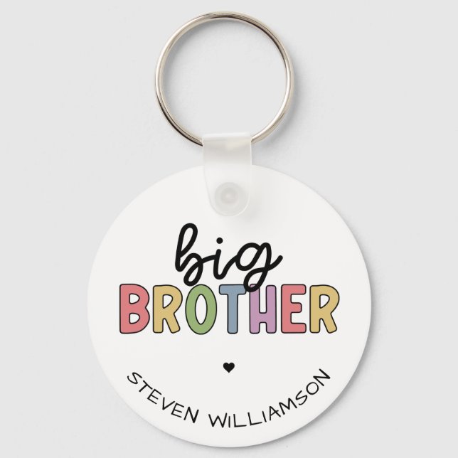 Custom Name Big Brother Cute Personalized Keychain (Front)