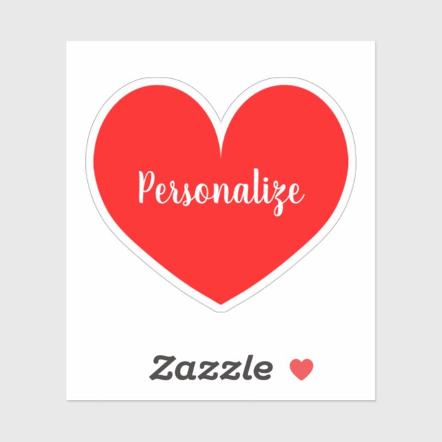 Custom name big red heart laptop decal sticker (Sheet)