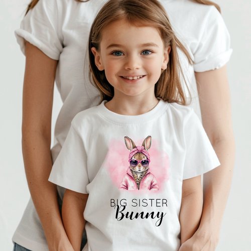 Custom Name Big Sister Bunny Matching Family Group T_Shirt