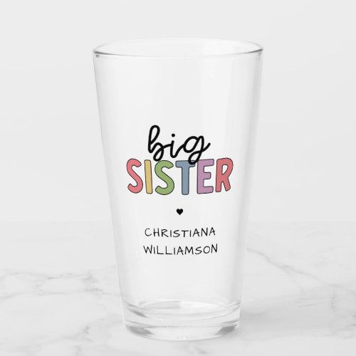 Custom Name Big Sister Cute Personalized  Glass
