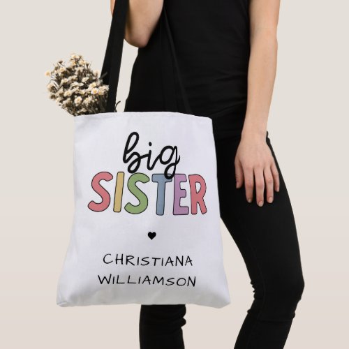 Custom Name Big Sister Cute Personalized Tote Bag