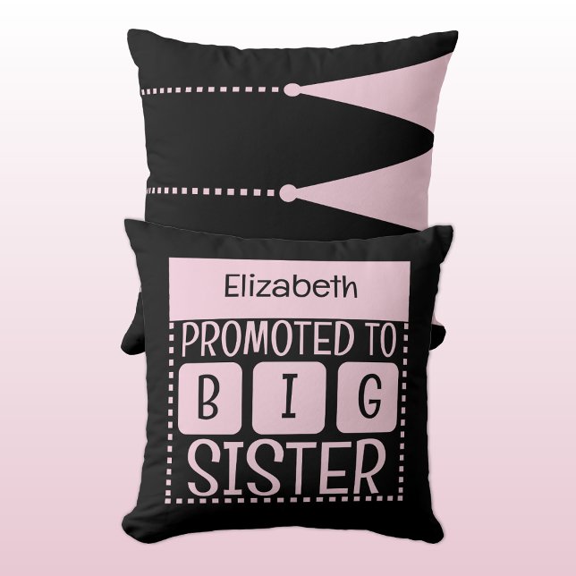 Custom name big sister pink throw pillow (Creator Uploaded)