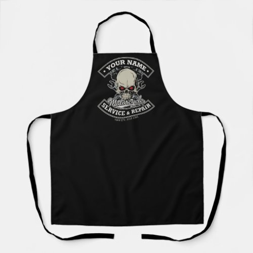 Custom NAME Biker Mechanic Skull Motorcycle Garage Apron