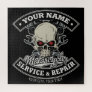 Custom NAME Biker Mechanic Skull Motorcycle Garage Jigsaw Puzzle