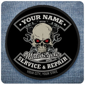 Custom NAME Biker Mechanic Skull Motorcycle Garage Patch