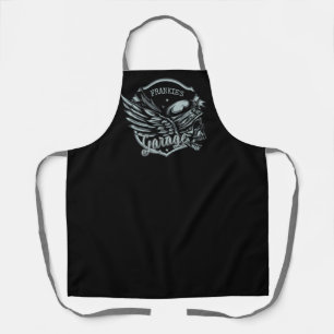 Custom NAME Biker Skull Wings Motorcycle Garage Apron