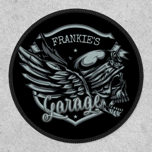 Custom NAME Biker Skull Wings Motorcycle Garage Patch