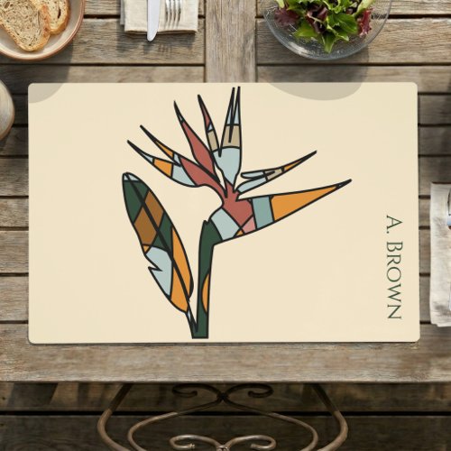 Custom Name Bird of Paradise Boho Modern  Placemat