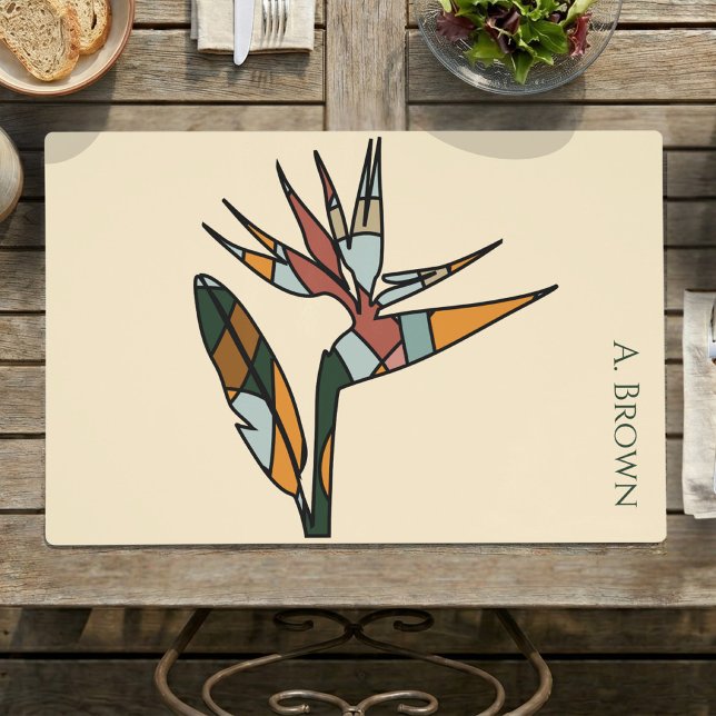 Custom Name Bird of Paradise Boho Modern  Placemat (Custom Name Bird of Paradise Boho Modern )