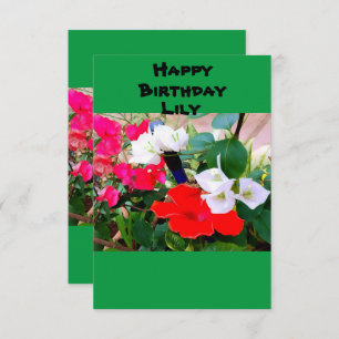 Custom Name Birth-Day Red Hibiscus Watercolor Card