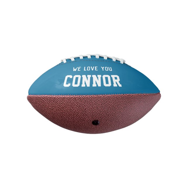 Custom Name Birthday Boy Message Blue Personalized Football (Rotated 270)