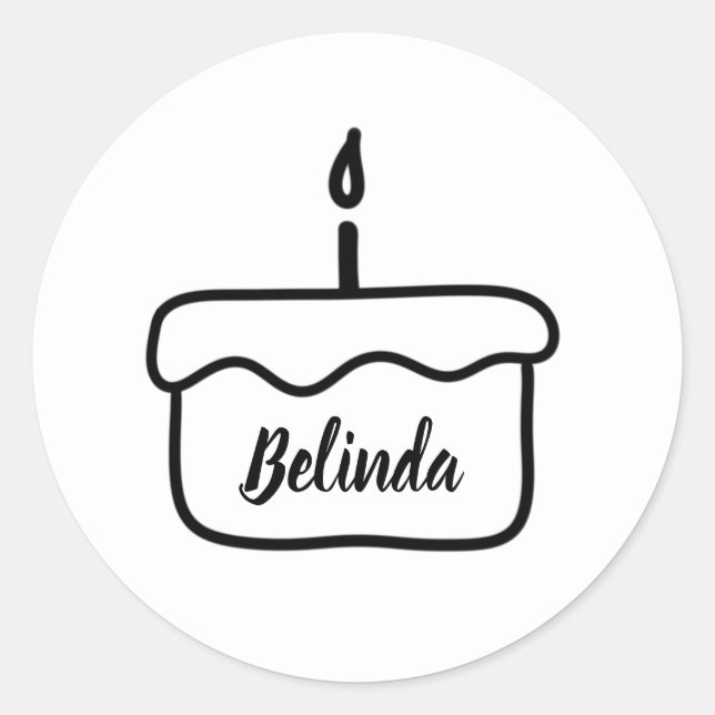 Custom name birthday cake stickers | white (Front)