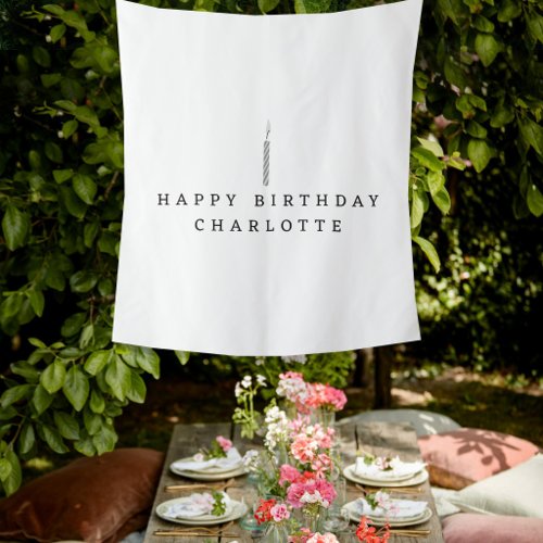 Custom Name Birthday Candle Flag Fabric Banner Tapestry