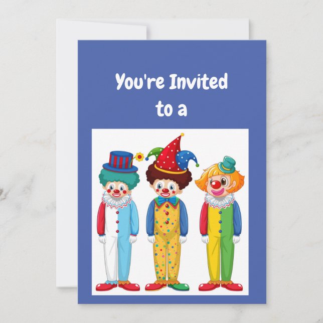 Custom Name Birthday Clowns Party Invitation (Front)