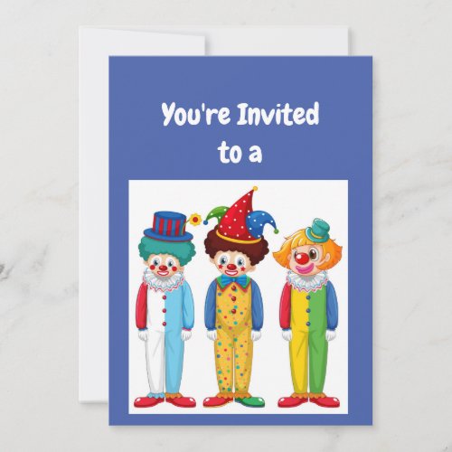 Custom Name Birthday Clowns Party Invitation