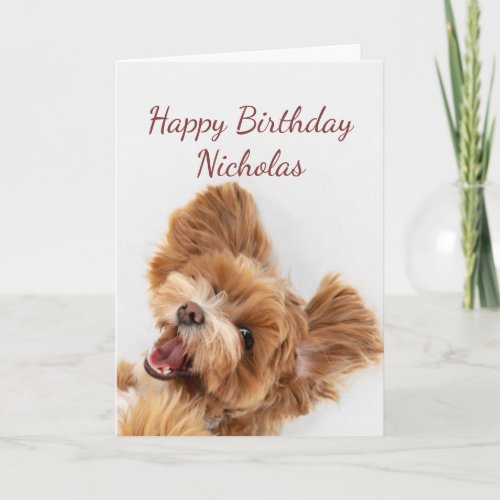 Custom Name Birthday Cute Dog Puppy Pet Card