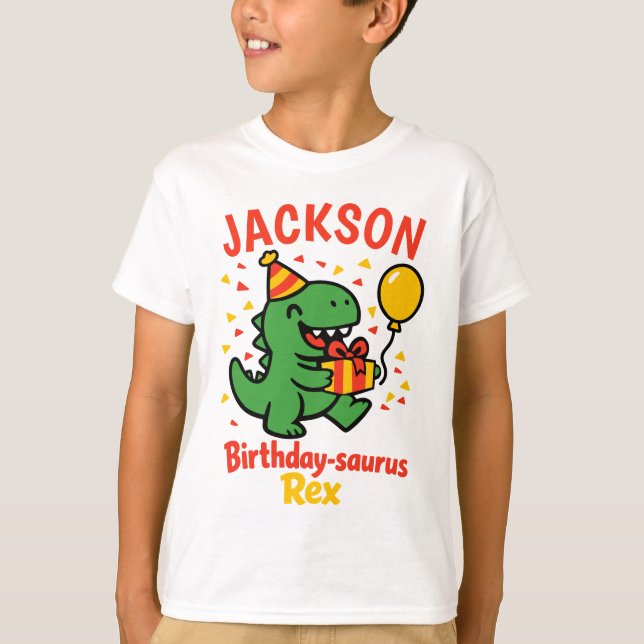 Custom Name Birthday Dinosaur Party  T-Shirt (Front)