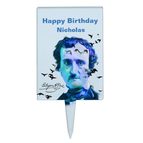 Custom Name  Birthday Edgar Allan Poe Ravens Cake Topper