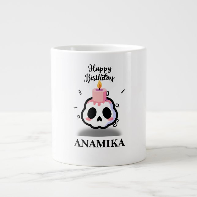 Custom Name Birthday Giant Coffee Mug (Front)