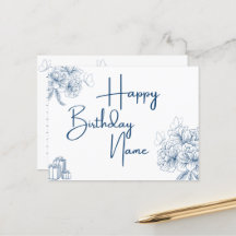 Custom Name Birthday Greeting - Floral & Butterfly