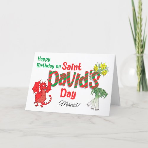 Custom Name Birthday on St Davids Day Card