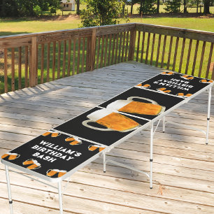 Custom Name Birthday Party Cheers Beer theme black Pong Table