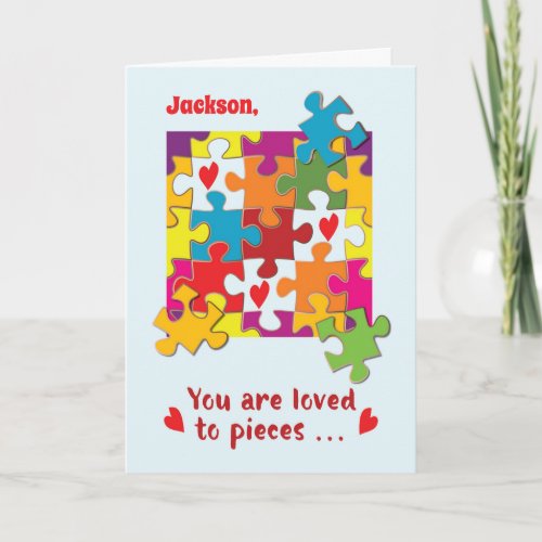 Custom Name Birthday Puzzle Love to Pieces Card