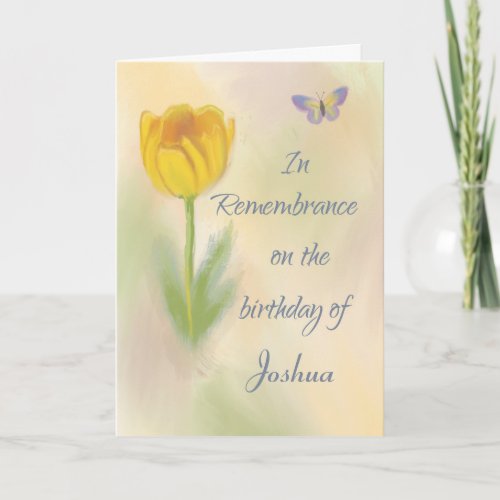 Custom Name Birthday Remembrance Watercolor Flower Card