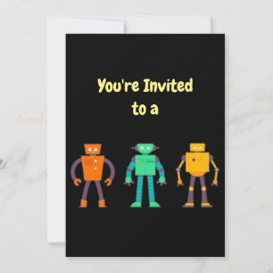 Custom Name Birthday Robots Birthday  Invitation
