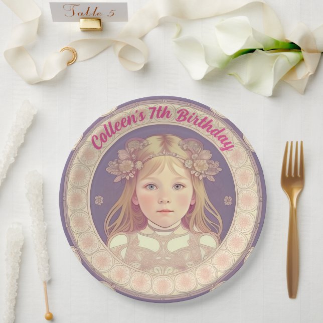 Custom Name & Birthday Round Paper Plates (Wedding)