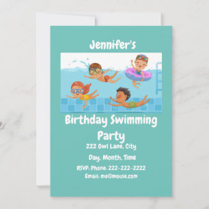 Custom Name Birthday Swimming Party Invitation