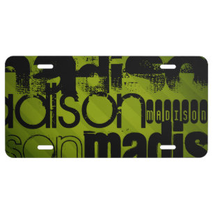 Custom Name, Black and Olive Green License Plate