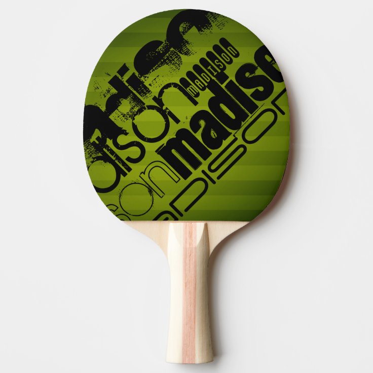 Custom Name, Black and Olive Green Ping Pong Paddle Zazzle
