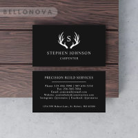 Custom Name Black And White Deer Antler Monogram Business Card