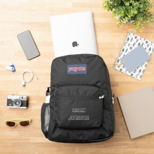 Custom Name Black and White JanSport Backpack