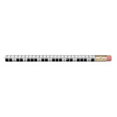 Custom name black and white piano keys pencil (Back)